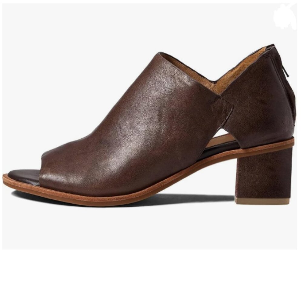 YDN Saddle Brown Peep Toe Low Block Heels Back Zipper Sandal Ankle Boots